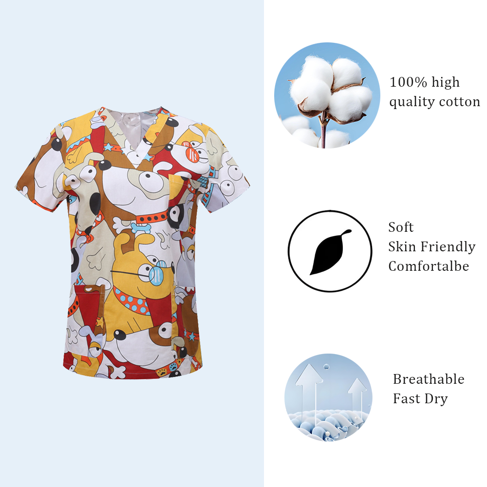 Flowers Scrubs Medical Uniform - Pet Supplies Jersey ulasan dan harga