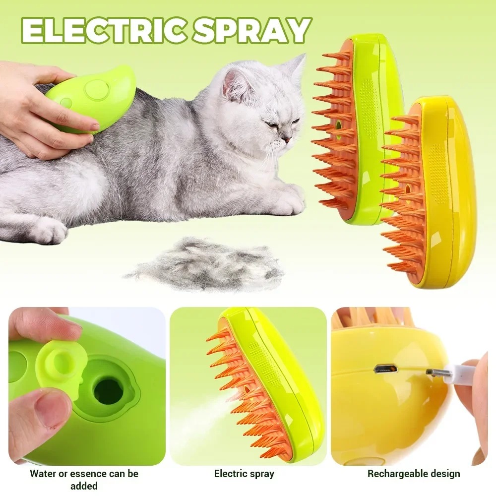 Cat Steam Brush Electric Spray - Pet Supplies Grooming Hours ulasan dan harga